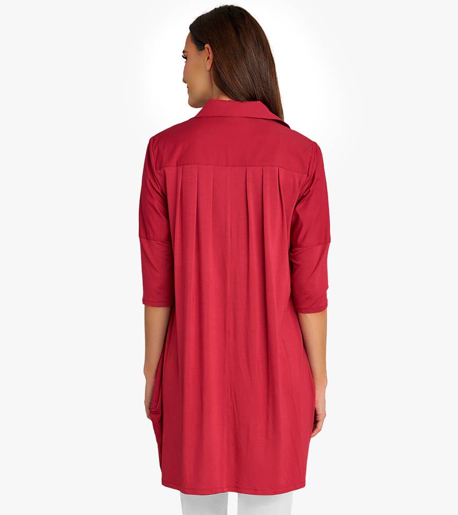 Stella Carakasi - Wholesale Tunic - Women's - Women's 3/4 Sleeve A-Line Cotton Poplin Tiburon Tunic Icon38