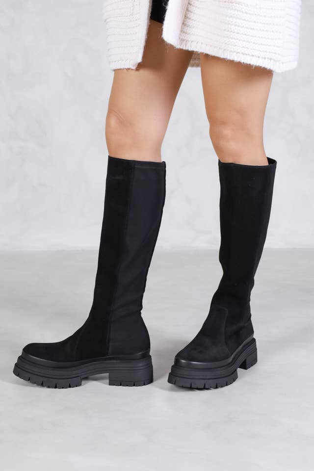 KMB Shoes - Wholesale Boots - Women's - MARGARET BLACK - Knee High Chunky Boots2