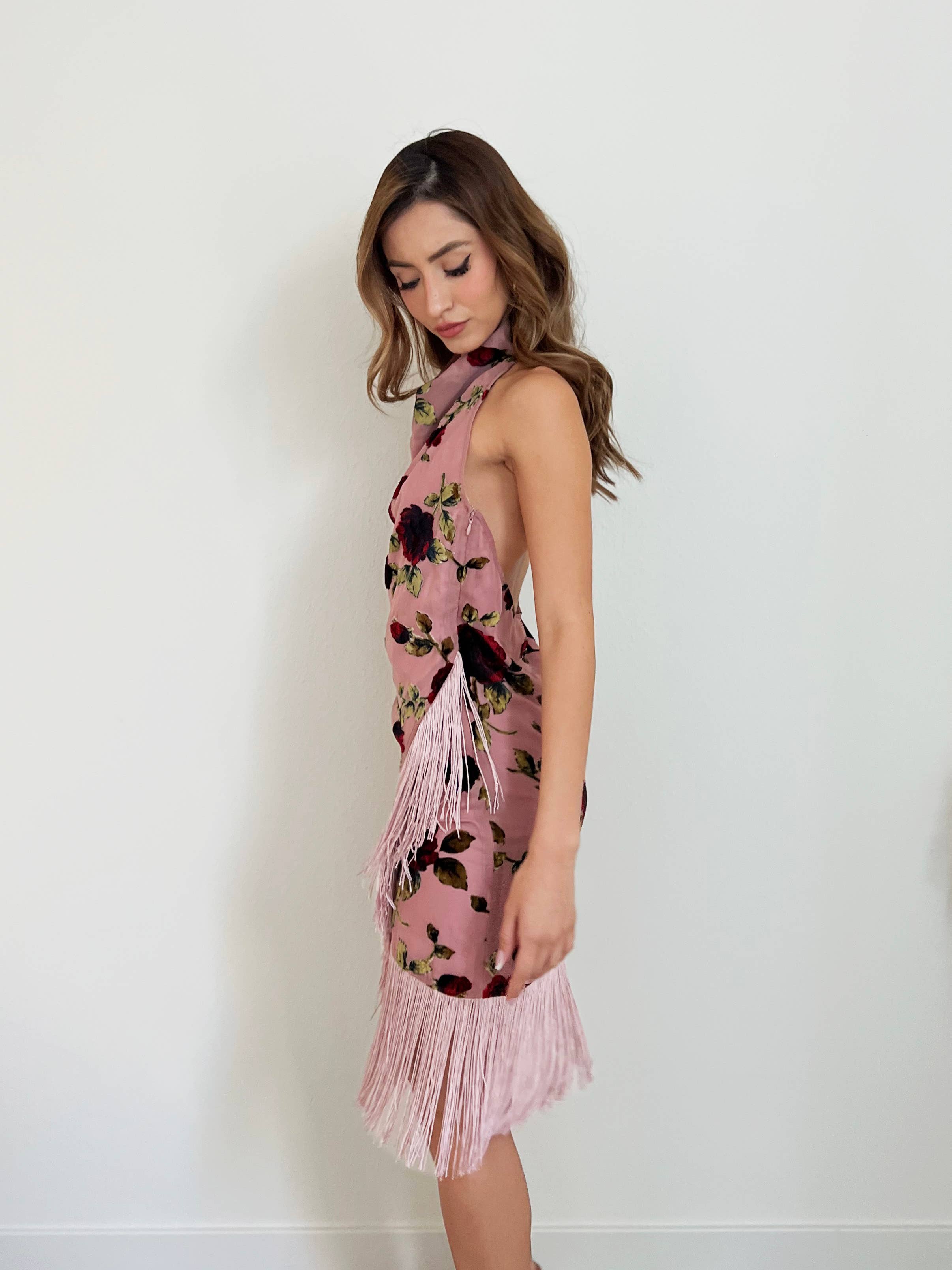 ACOA COLLECTION - Wholesale Dress - Women's - COWL NECK FRINGE MINI DRESS2