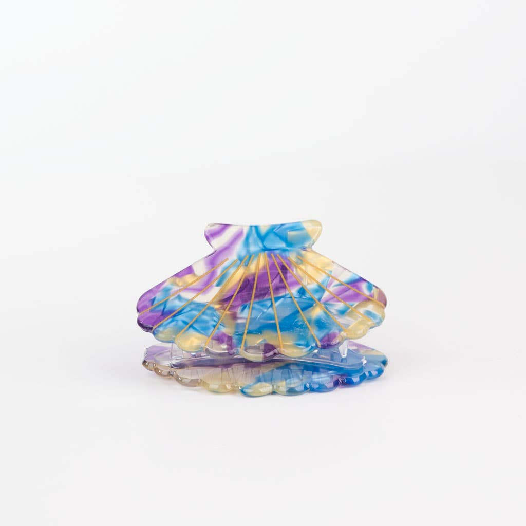 iconic mi – Engroshandel Hårspænde - Dame – Musling Shell Marmor Style Hår Klo Klip - Blå1