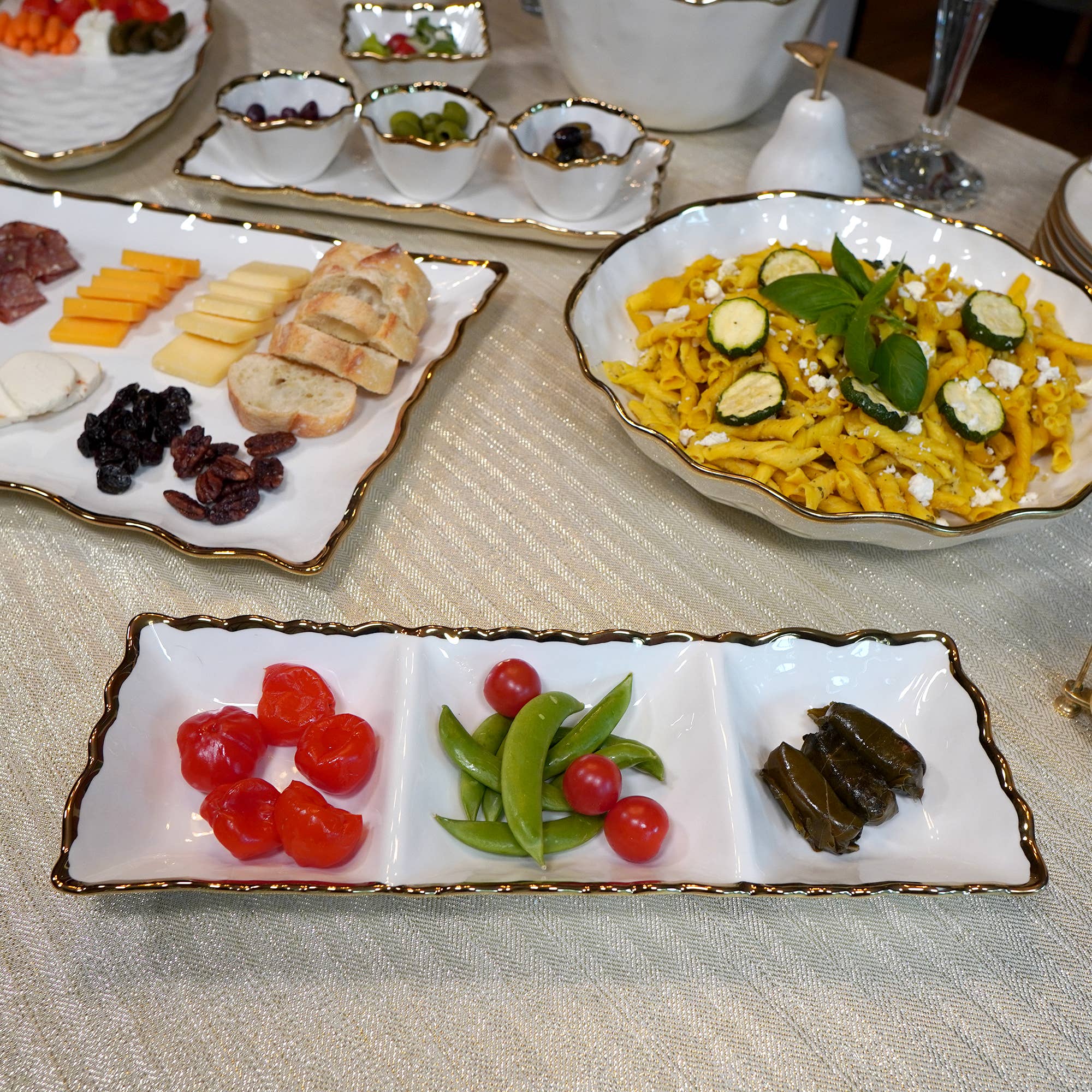 Certified International - Wholesale Serving Tray - Regency Gold  3-Section Tray 15in x  5.5in1