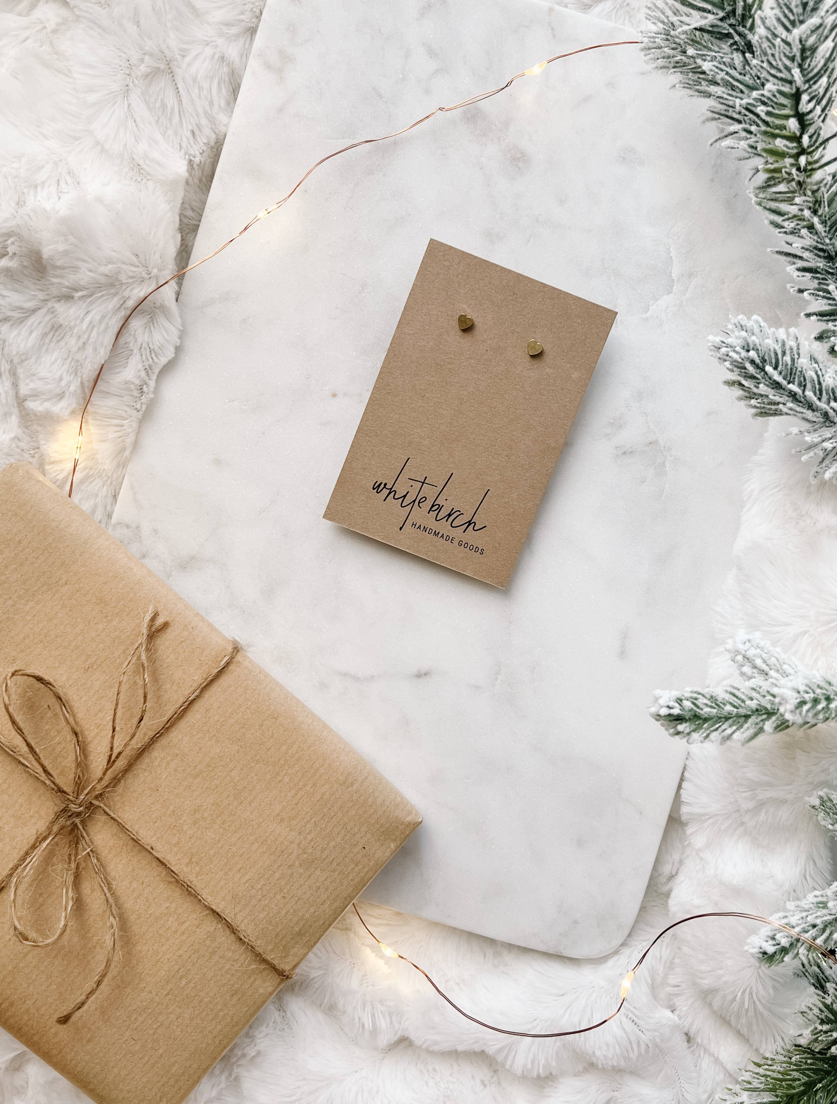 Whitebirch Handmade Goods - Wholesale Stud/Post Earrings - Mini Brass Heart Stud Earrings1