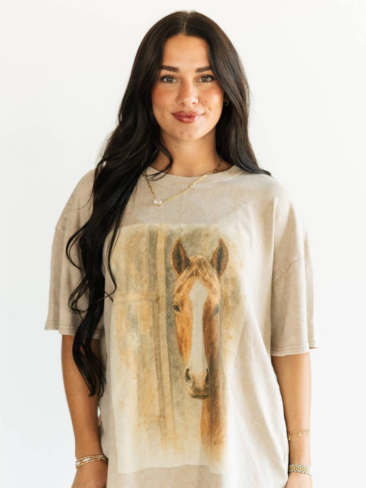 VR2 HESTE GRAFISK T-SHIRT for engroshandel hos VARSITY RODEO