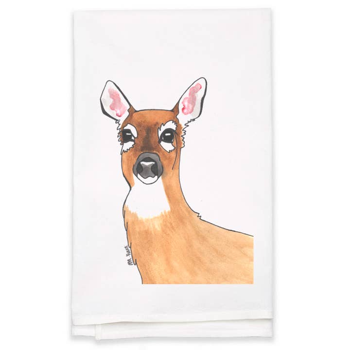Flour Sack Tea Towel - Doe on White Background for wholesale by The Hare and The Hart