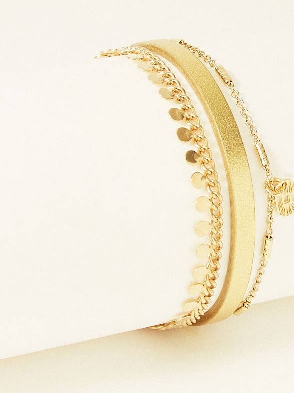 Leather bracelet with chain - Marion for wholesale by FlowersforZoe