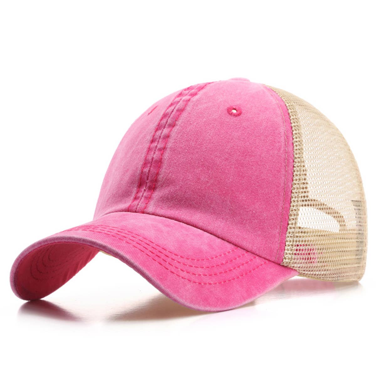 ACCITY - Wholesale Baseball Cap - Women's - Washed Cotton Denim Mesh Cap Breathable Sun Hat_CWAH12814