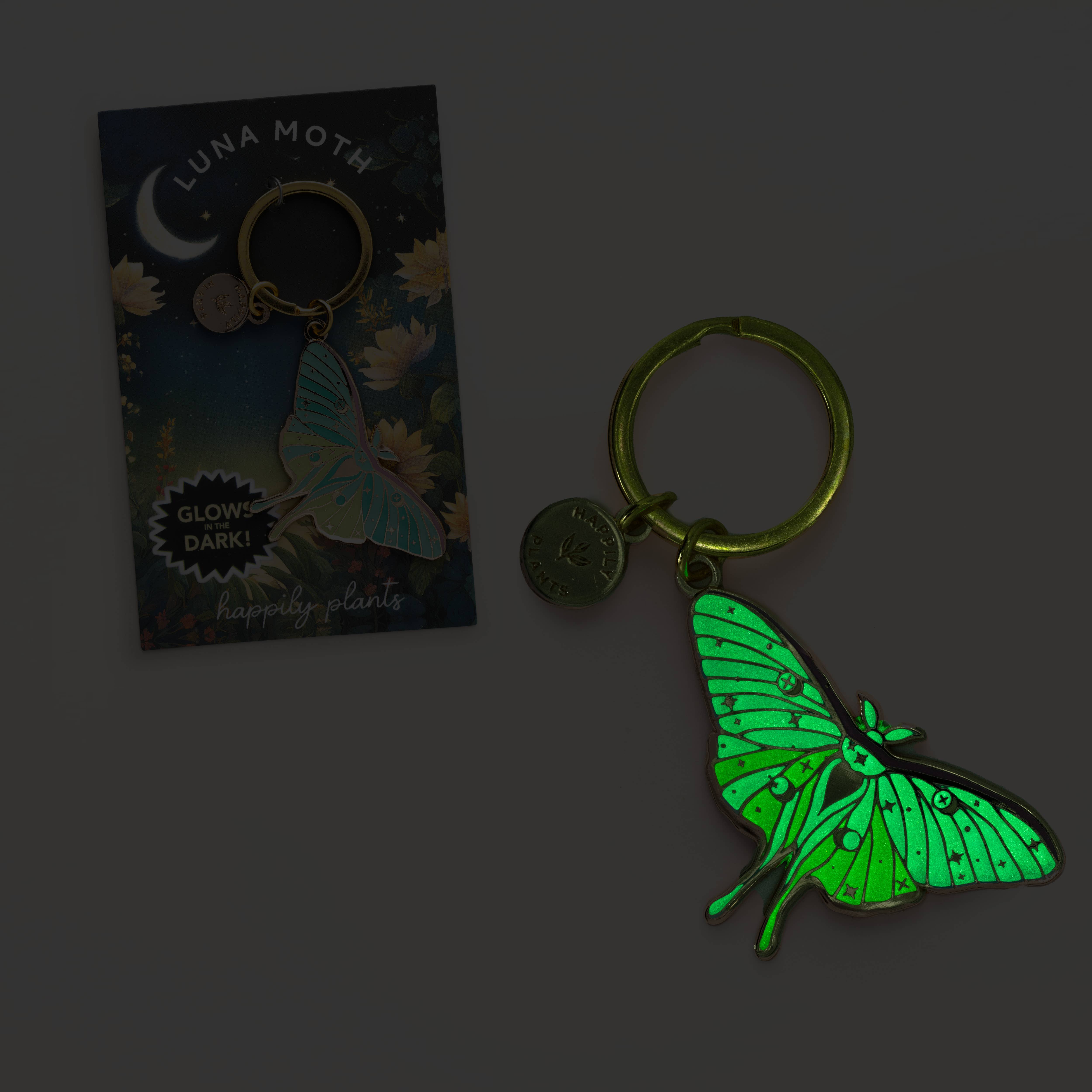 Happily Plants - Wholesale Keychain - Women's - Luna Moth Keychain Charm Glow in the Dark!  Spring Gifts5