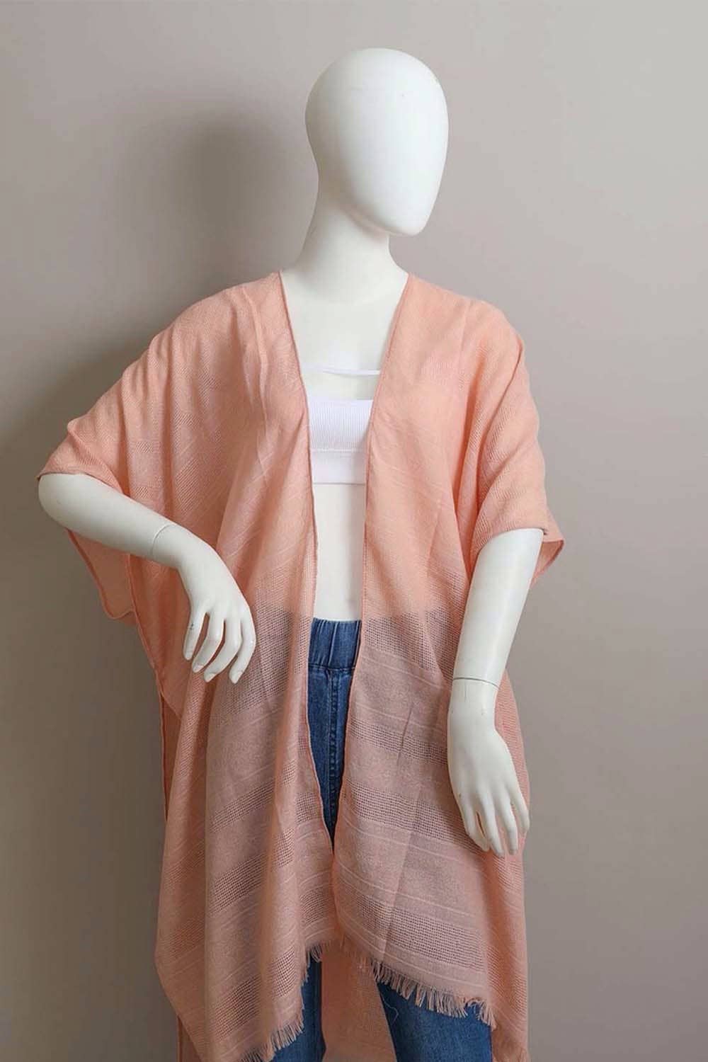 Leto Accessories – Großhandel Kimono – Damen – Diamantbestickter Kimono mit ausgefranstem Rand9