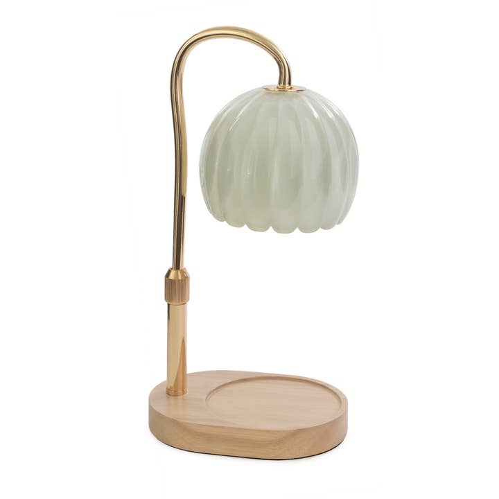 Lampe chauffe-bougie en verre laitonné pour la vente par Candle Warmers Etc.