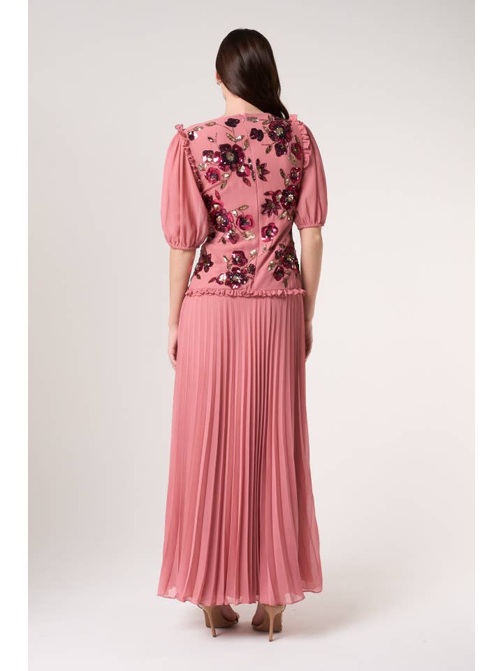 Teresa Pink Floral Embellished Maxi Dress for wholesale on Faire5