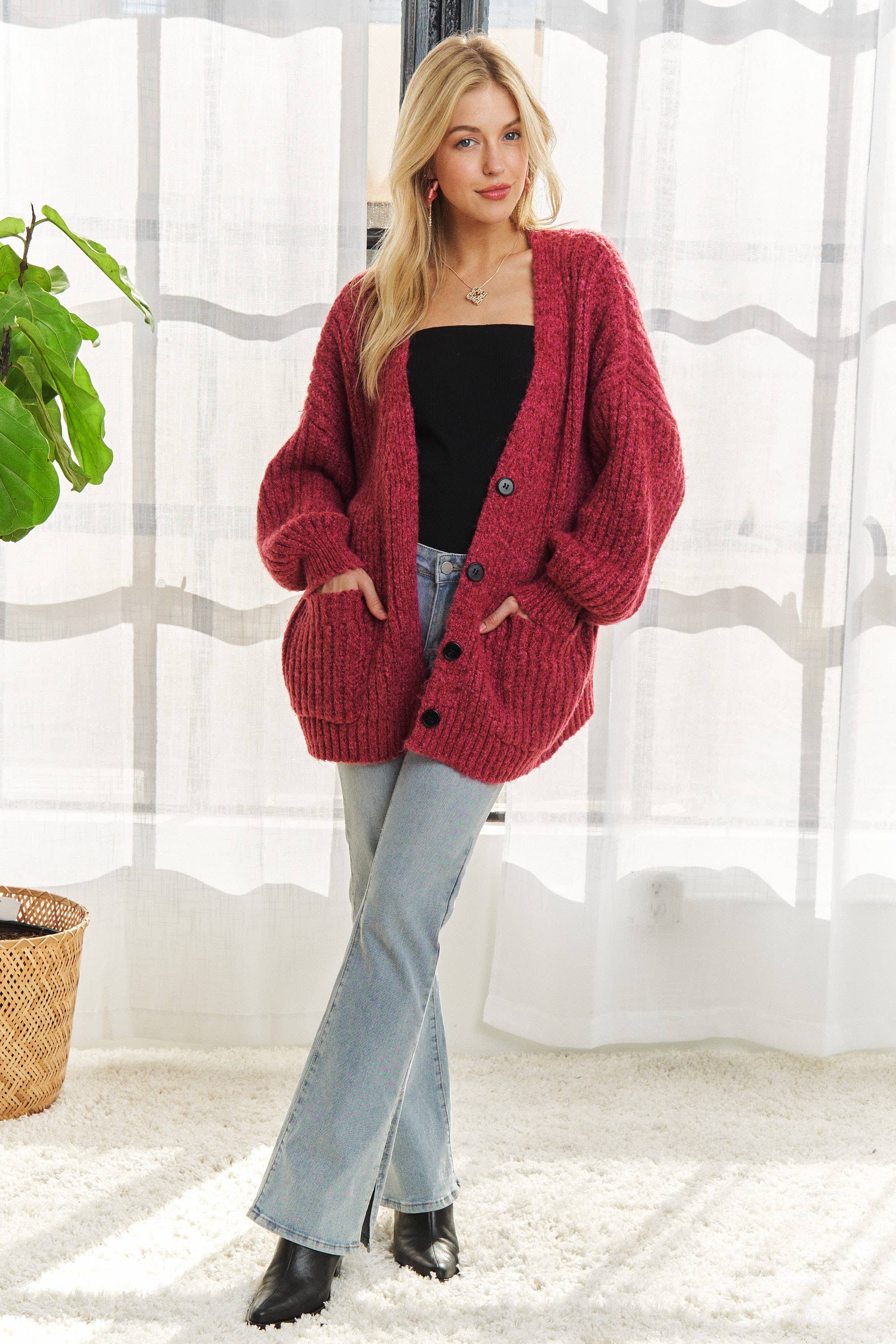 ADORA LA – wholesale Cardigan – Women’s – CESW3441A - BUTTON DOWN COZY SWEATER CARDIGAN13