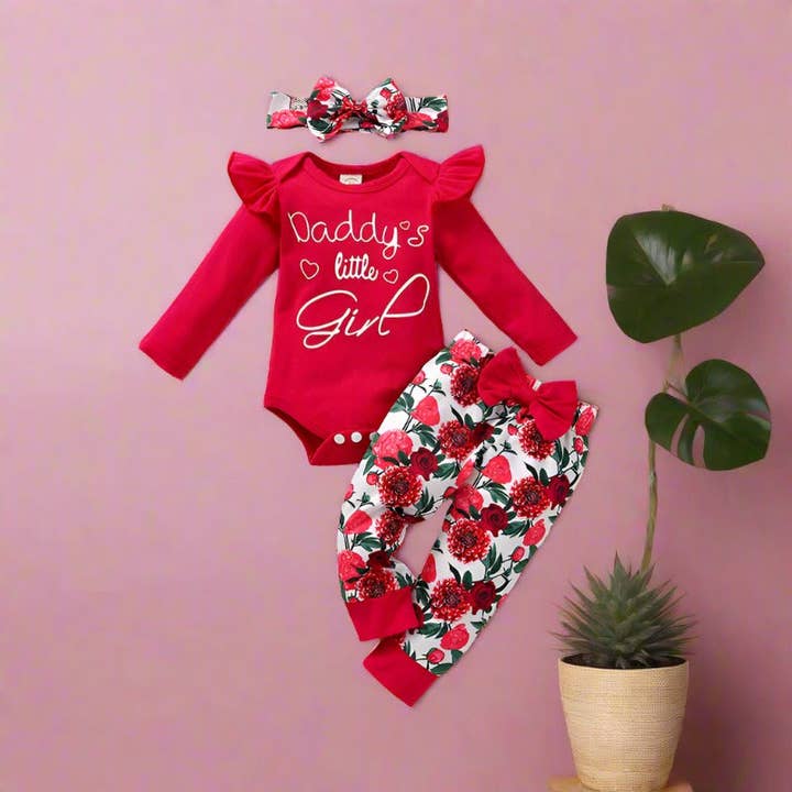 3-delars uppsättning Baby Girls Letters Rainbow byxor och huvudbonader för wholesale av KiddieKickz