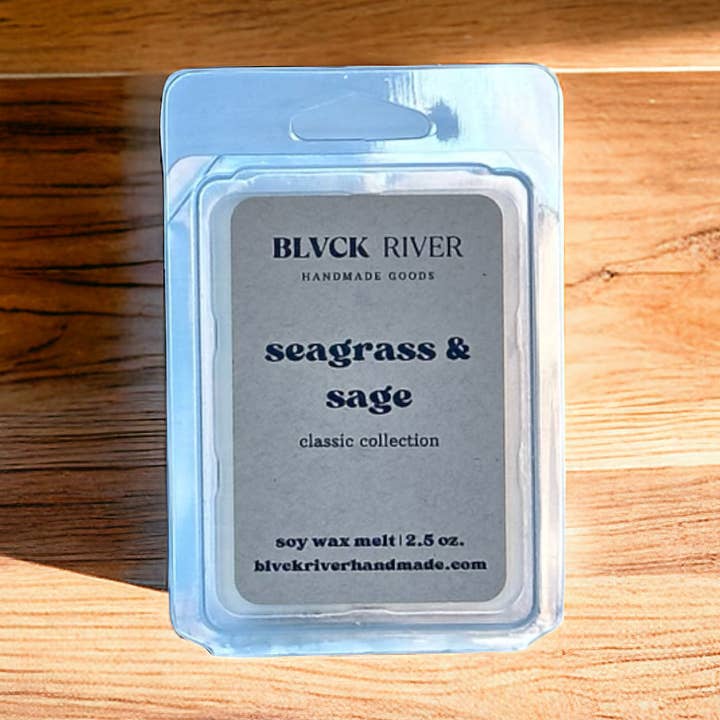 Søgræs og salvie sojavoks smelte for engroshandel hos Black River Handmade Goods