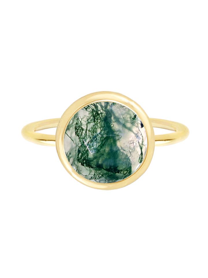 Moss Agate Lollipop Ring - GF for wholesale by Zoey Simmons
