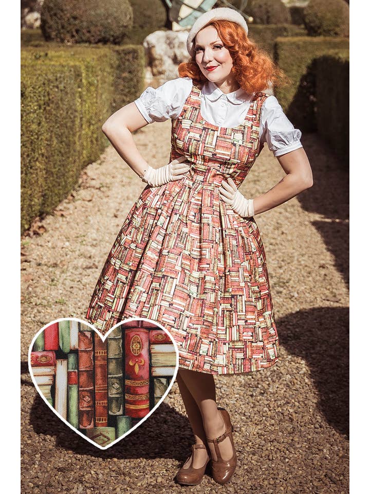 Dolly & Dotty - Wholesale Dress - Women's - Vintage Reproduction Swing Dress in Book Print