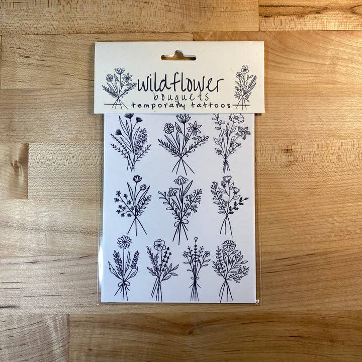 The Raven’s Edge Studio - Wholesale Temporary Tattoo - Wildflower Bouquet Temporary Tattoos: Boho Floral Sheet1