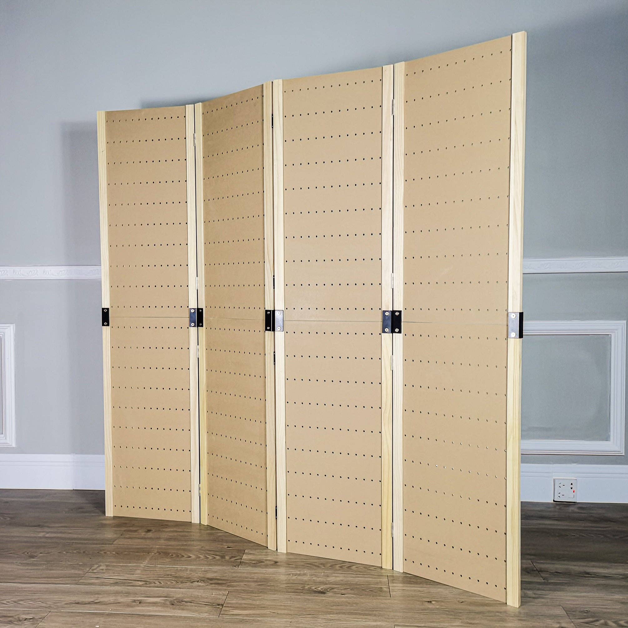 FIXTUREDISPLAYS - Wholesale Room Divider - 4 Panels 5 FT PegBoard Room Divider Folding Privacy Screen 101442