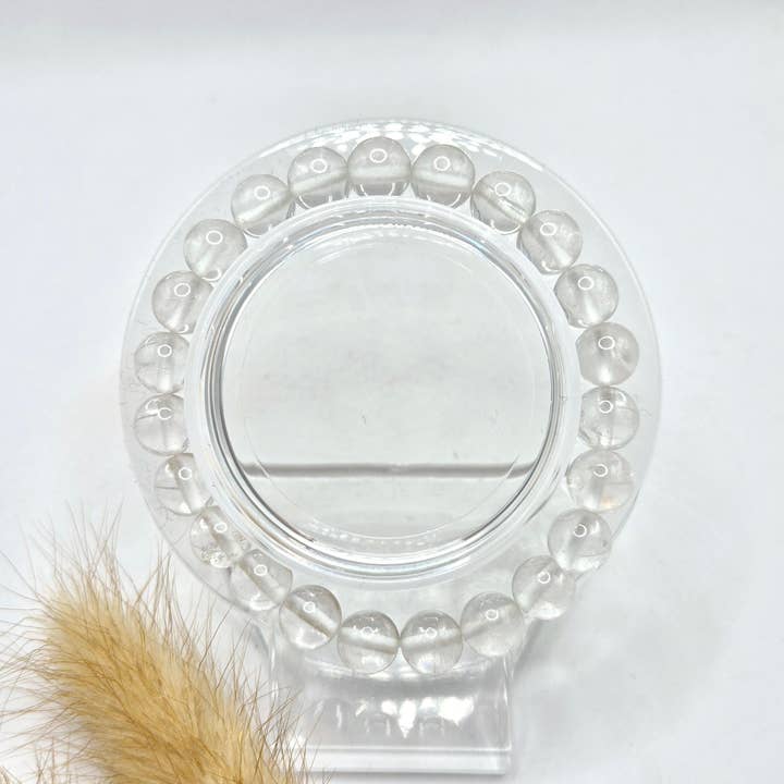 Gemstone bracelet with 8mm round beads - Clear Quartz for wholesale by Moonlight Gemstones