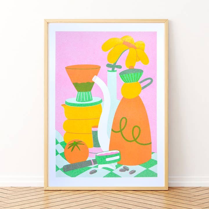 Lauren Morsley - Wholesale Art print - Coffee A4 Risograph Print0