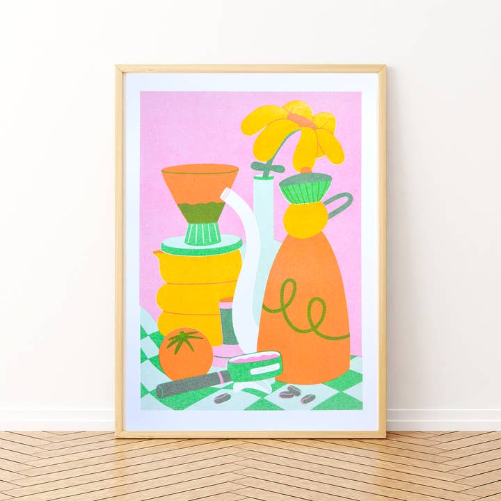 Lauren Morsley - Wholesale Art Print - Coffee A4 Risograph Print