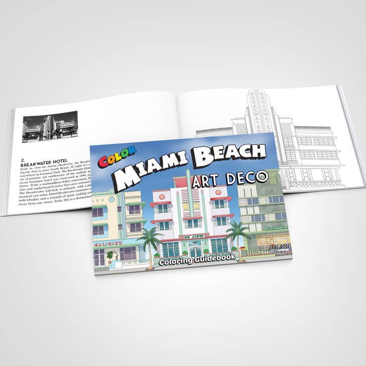 Color Our Town - Vente Livre de coloriage – enfant et bébé - Guide de coloriage Art Déco Color Miami Beach1