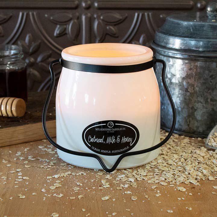 Milkhouse Candle Company - Wholesale Jar/Filled Candle - 16 oz Butter Jar Candle: Oatmeal, Milk & Honey1