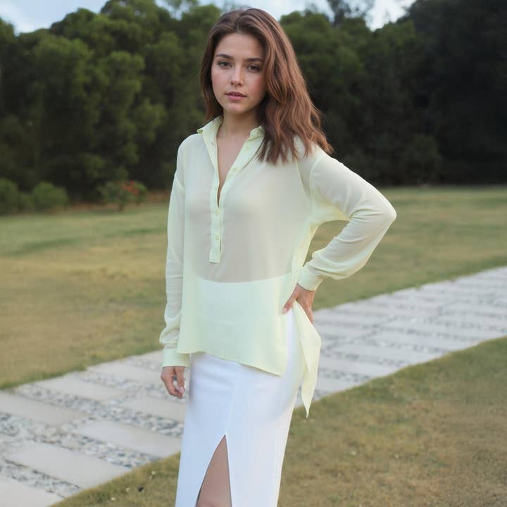 Ro & De Hi Lo overhemdblouse met knopen voor wholesale door Robin K