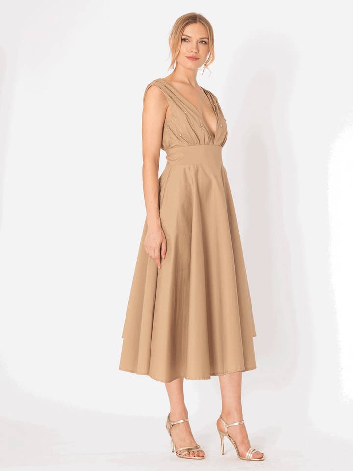 Robe ornée de strass en 71 % coton, 25 % polyamide, 4 % élasthanne pour la vente par Siste's S.p.A.