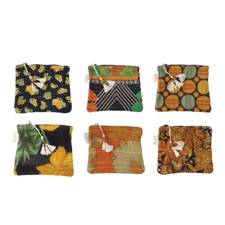 Set of 6 kantha pouches N°13 for wholesale by Claire Beaugrand