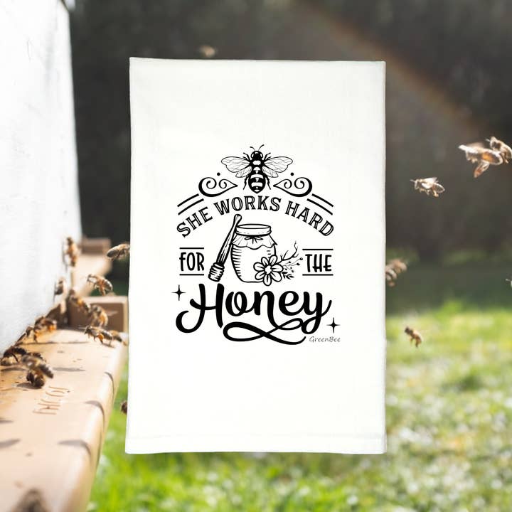 Green Bee Tea Towels - Wholesale Tea Towel - Honey Kitchen Towel | Tea Towels | Sassy Dish Towels