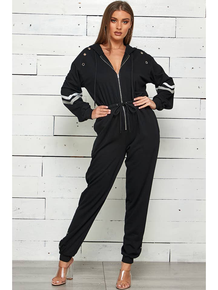Shop Michella - Wholesale Jumpsuit - Dames - FRENCH TERRY GESTREEPTE JOGGER JUMPSUIT MET RITS1