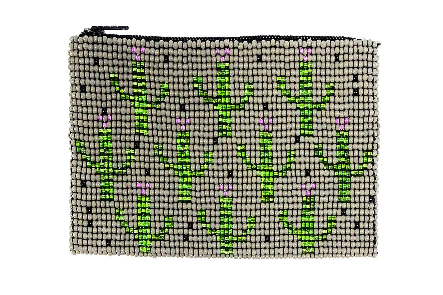 Pichincha - Vente Porte-monnaie – femme - Porte-monnaie perlé à motif de cactus et de graines4