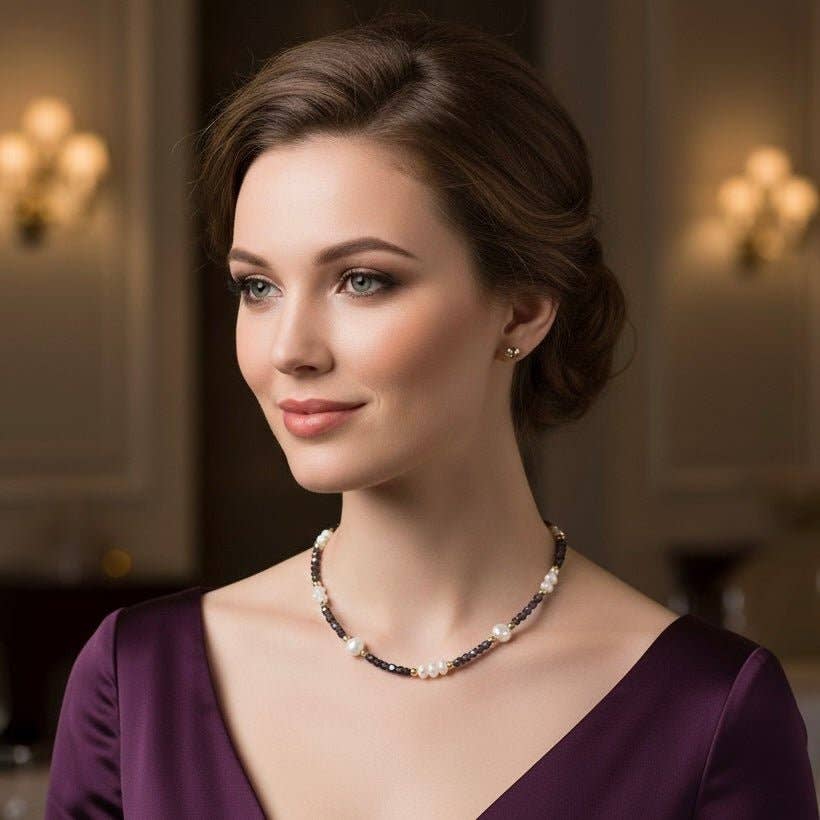 OE! - Wholesale Beaded/Pearl Necklace - CRISTALLI VIOLA - Collana con cristalli e perle2