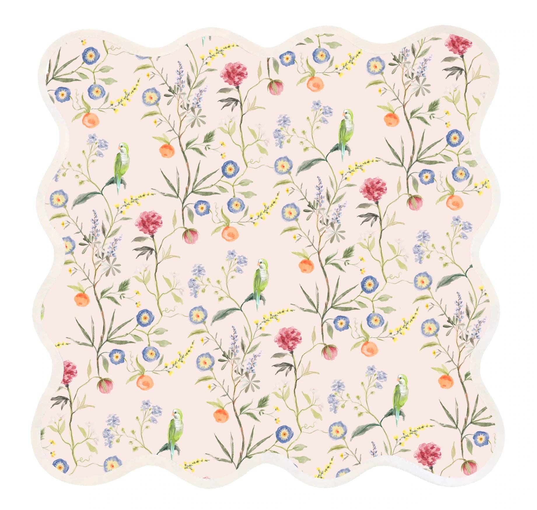 Frances Fields Home, formerly Fenwick Fields – wholesale Placemat – Square Scalloped Placemat | Jardin de Fleurs - Pink (4-pack)0