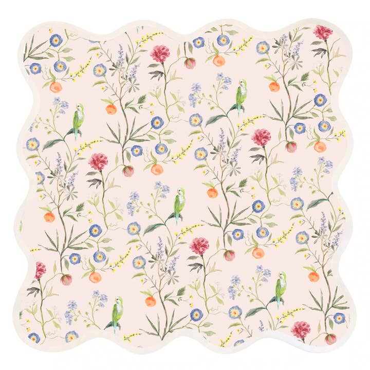 Frances Fields Home, formerly Fenwick Fields – wholesale Placemat – Square Scalloped Placemat | Jardin de Fleurs - Pink (4-pack)