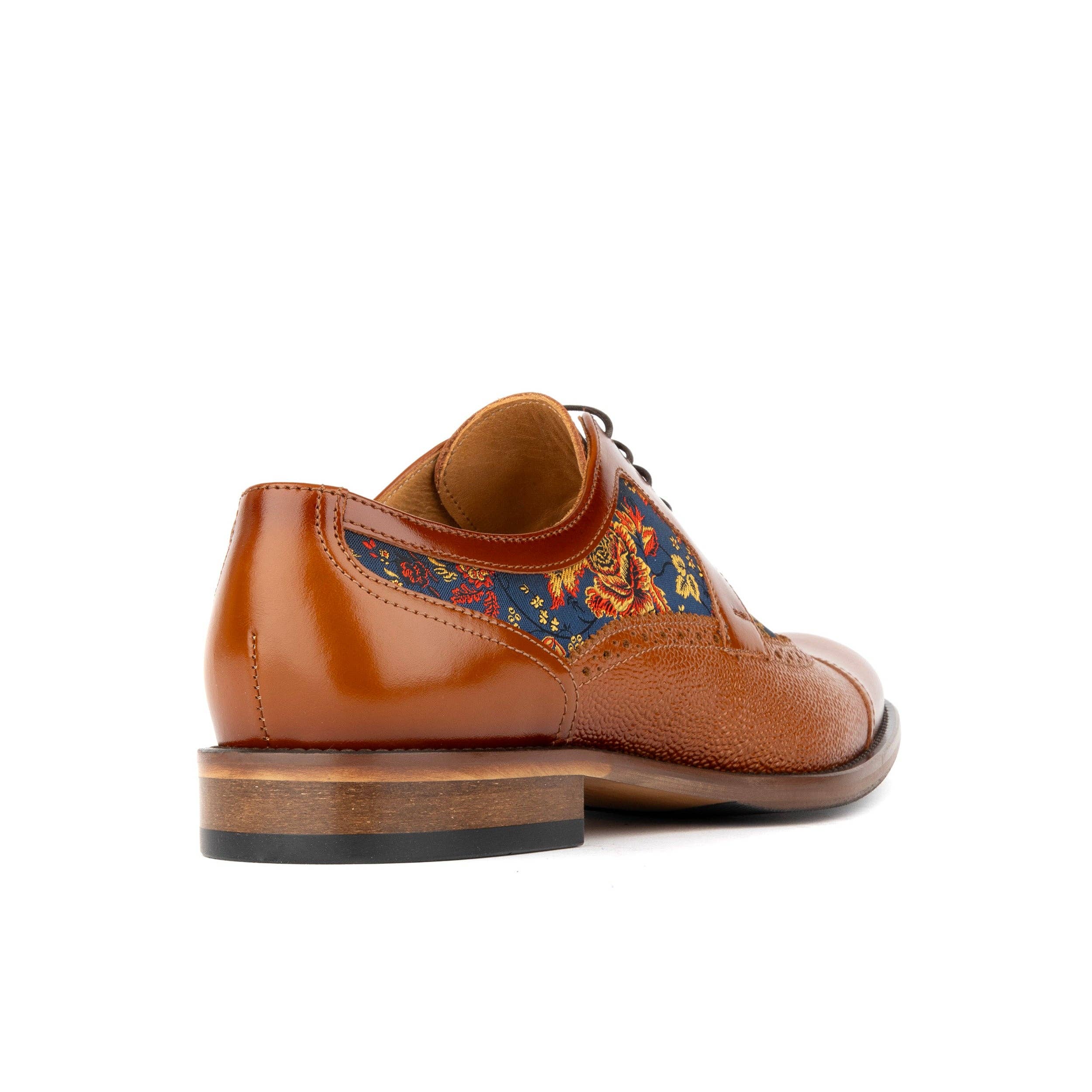 Embassy London – wholesale Oxford shoes – Men′s – Orlando - Tan & Blue Flowers - Men's leather dress shoe with floral print3