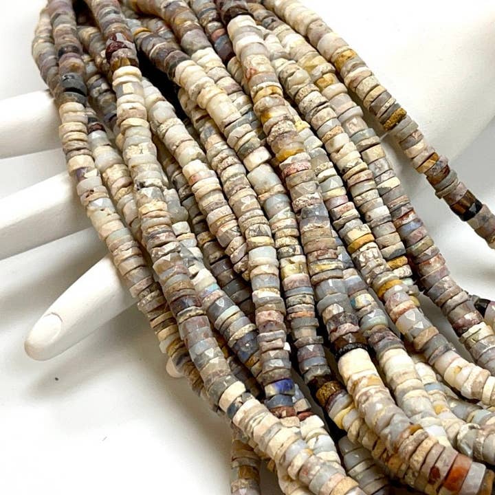 TRIVENI USA INC - Wholesale Beads - Australian Opal Gemstone Faceted Heishi Disc Beads Strand2