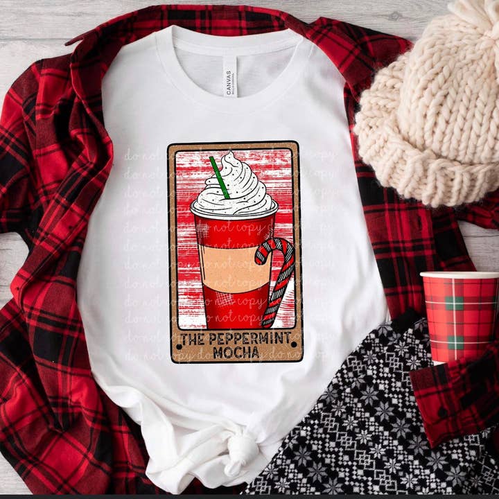 Chic Designs - Wholesale Screen Printed T-Shirt - Women's - Peppermint mocha Christmas shirt