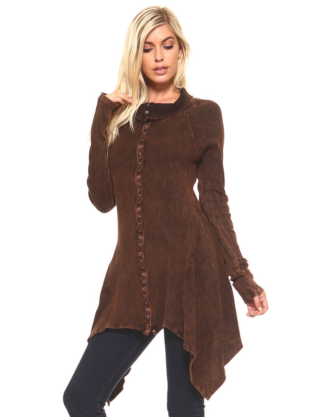 Urban X Apparel – Blusão - Mulher por atacado – Jaqueta térmica de botão lavado Urban X L/S com gola30