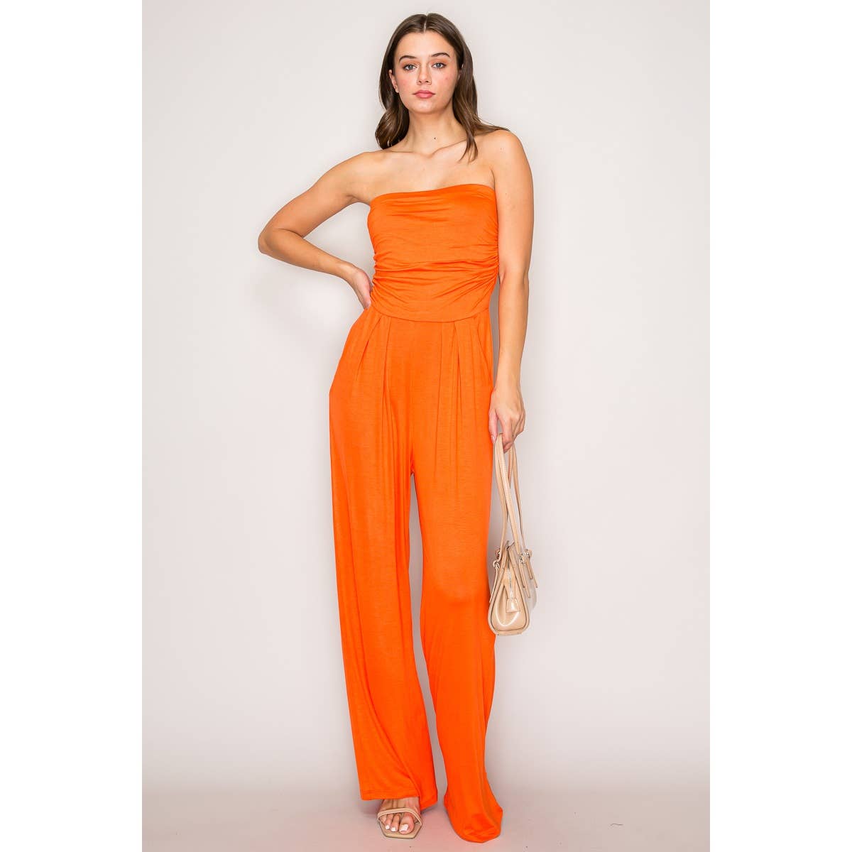 Popular 21 - Vente Combinaison – femme - Combinaison en tricot à jambes amples et sans bretelles à haut tube13