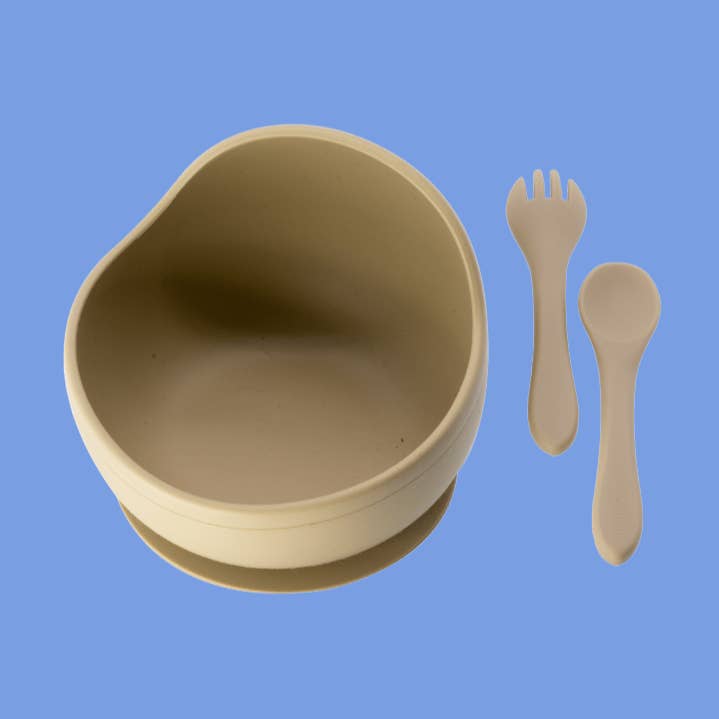Ensemble de repas pour enfants en silicone 3 pièces - Dune pour la vente par Golden Child
