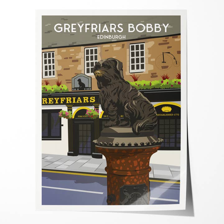 Greyfriars Bobby Print - Edinburgh Travel Poster - Scottish for wholesale by Printagonist