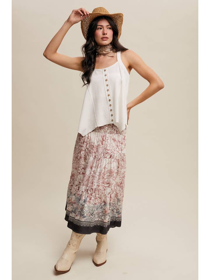 Listicle - Wholesale Skirt - Women's - Convertible Bohemian Smocked Maxi Skirt & Tube Dress7