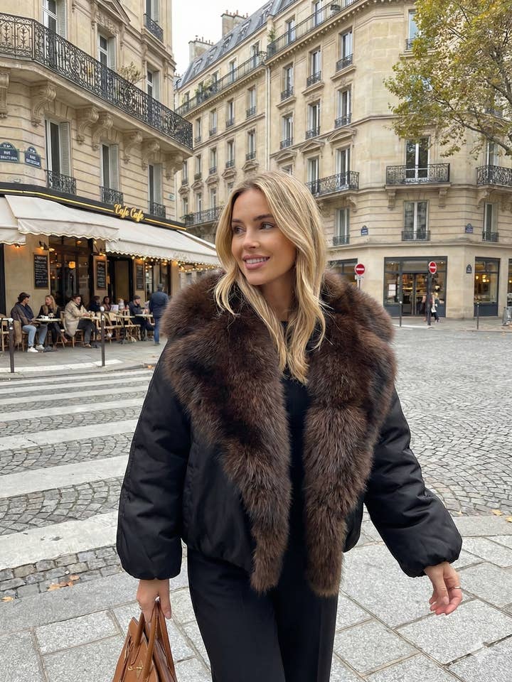 JACKET WITH FAUX FUR COLLAR for wholesale by KZELL PARIS