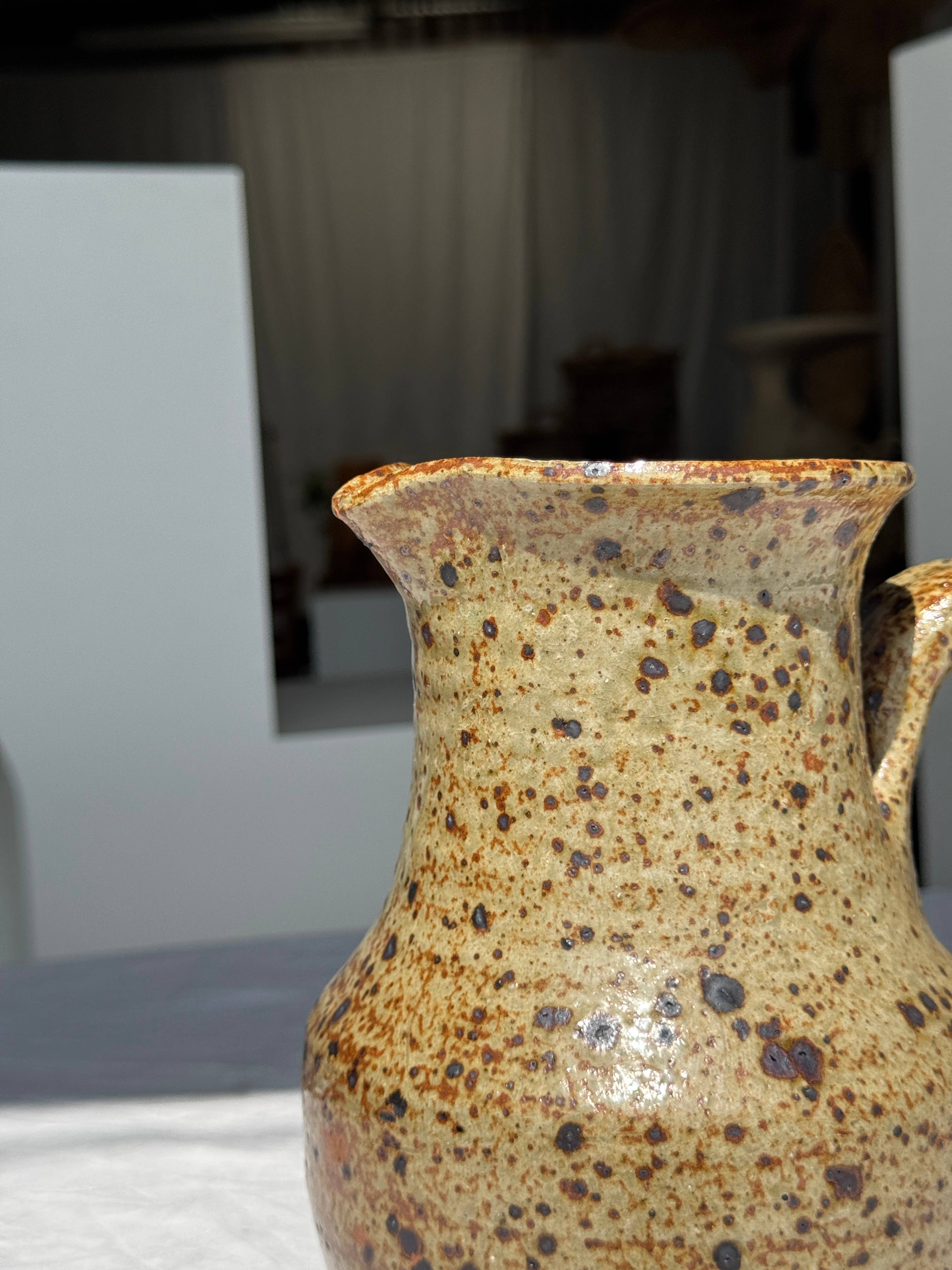 Office Objets - Wholesale Jug - Large speckled stoneware pitcher, YB brand underneath H2414