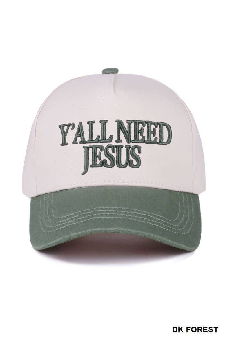 Vanilla Monkey - Wholesale Baseball Cap - Women's - Y'all Need Jesus Two Tone Canvas Cotton Cap6