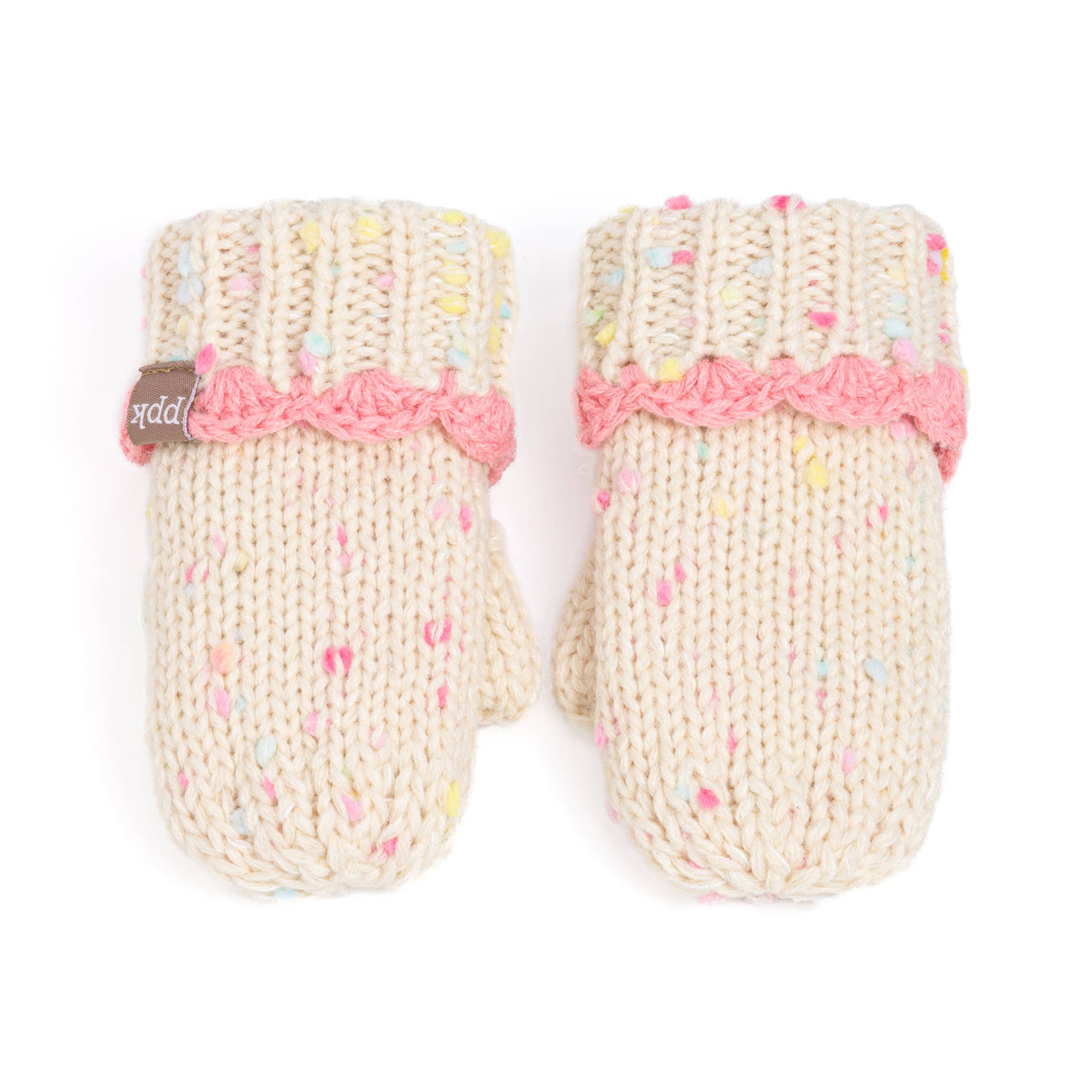 Peppercorn Kids - Wholesale Mittens - Kids - Little Girls Knit Mittens with Lace - Off-White 1-3y, 3-6y2