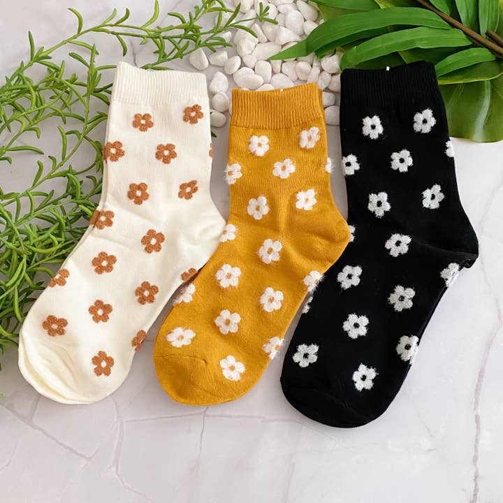 Ellison+Young – wholesale Strumpor - Dam – Mini Daisy Happiness Strumpor Set med 3