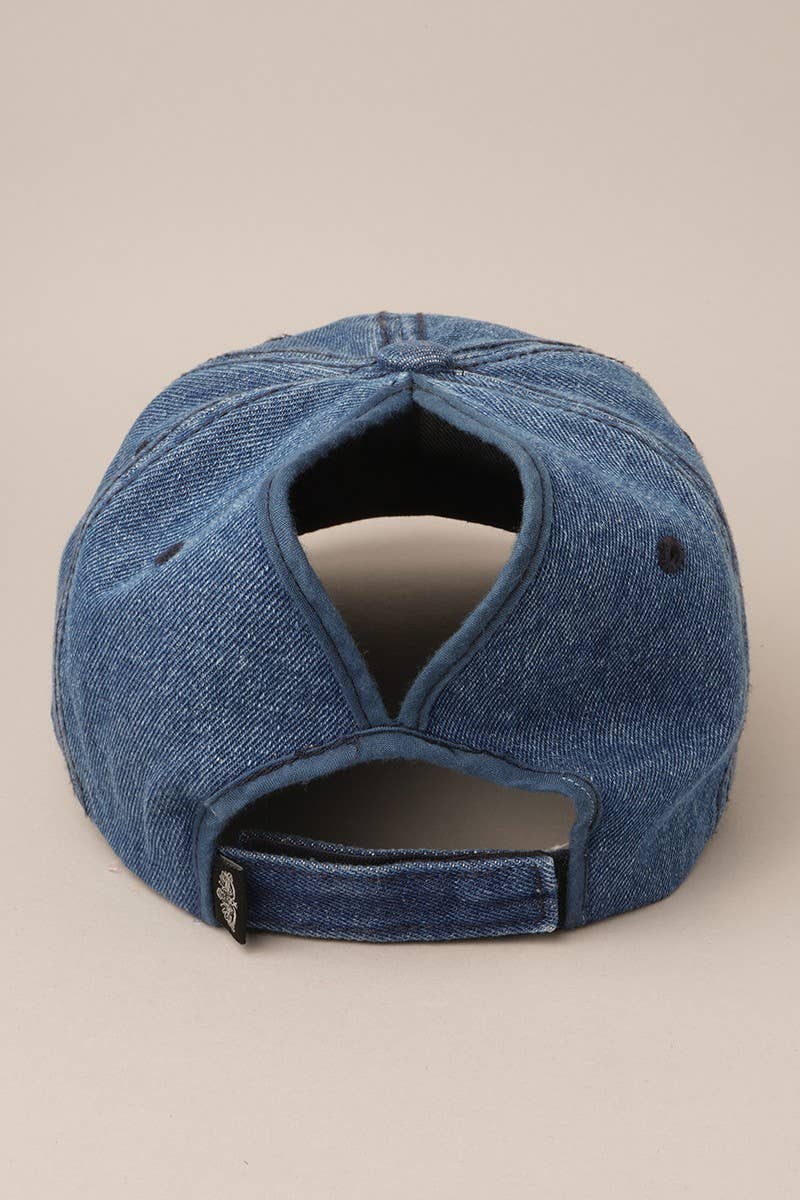 Fashion City - Wholesale Baseball Cap - Women's - Cotton Messy High Bun Pony Baseball Cap3