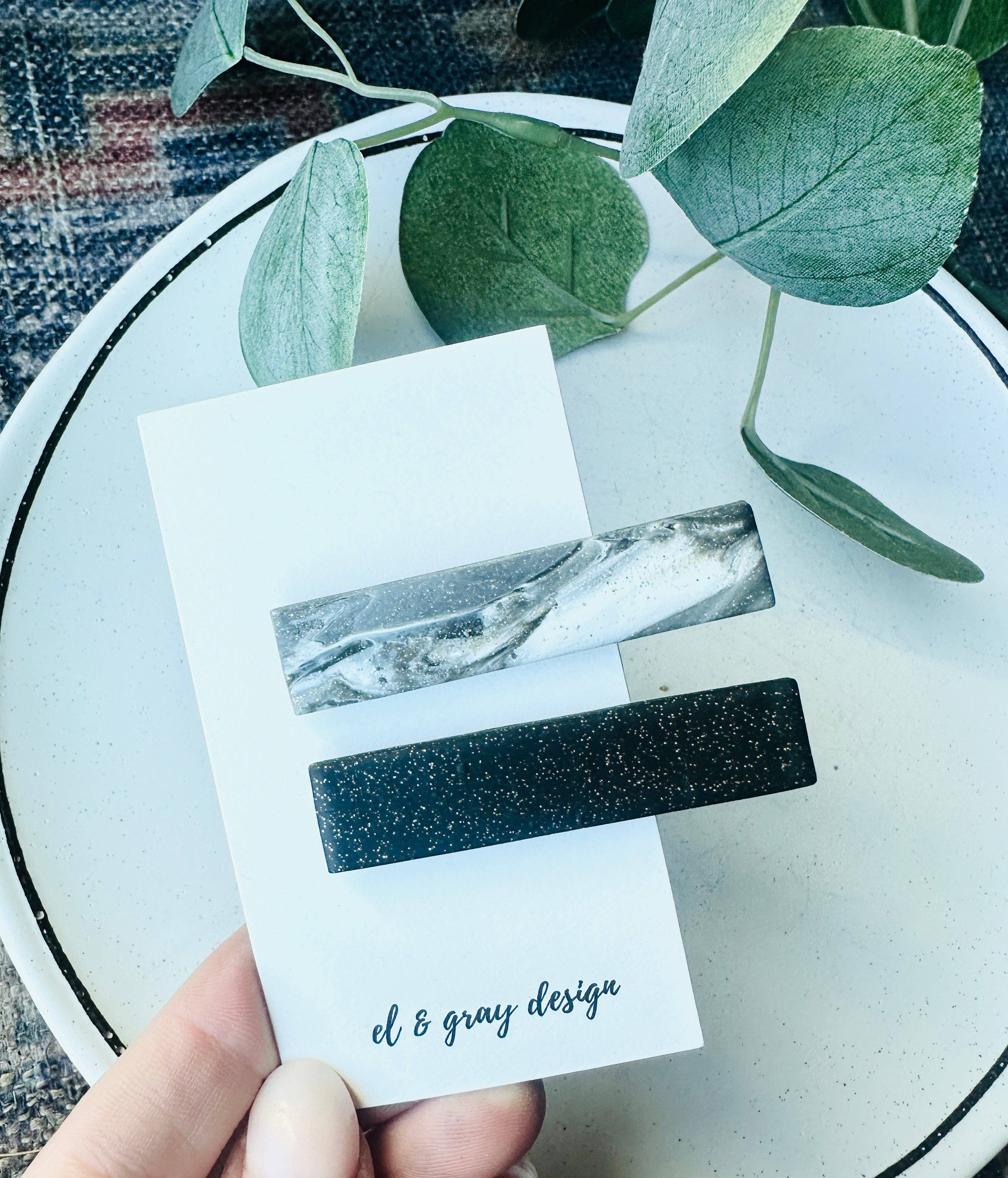 El & Gray Design - Wholesale Hair Clip - Women's - Glitter Nights Rectangle Hair Clips (2 Clip Set)2